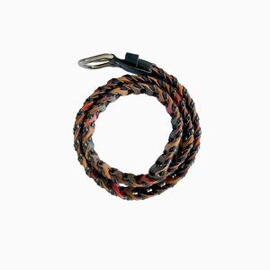 Vtg Dantesca Braided Leather Belt M/L Italy Multi Color Boho Coastal Cowgirl 90s